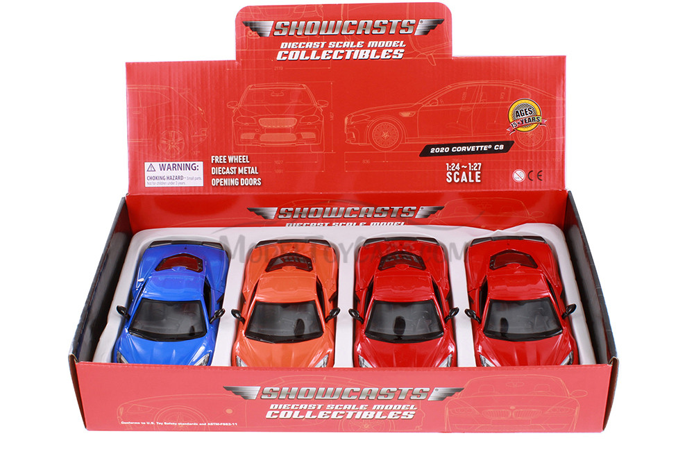 2020 Chevy Corvette C8 Stingray Hardtop, Asstd. - Showcasts 71360D - Set of 4 1/24 Scale Model Cars