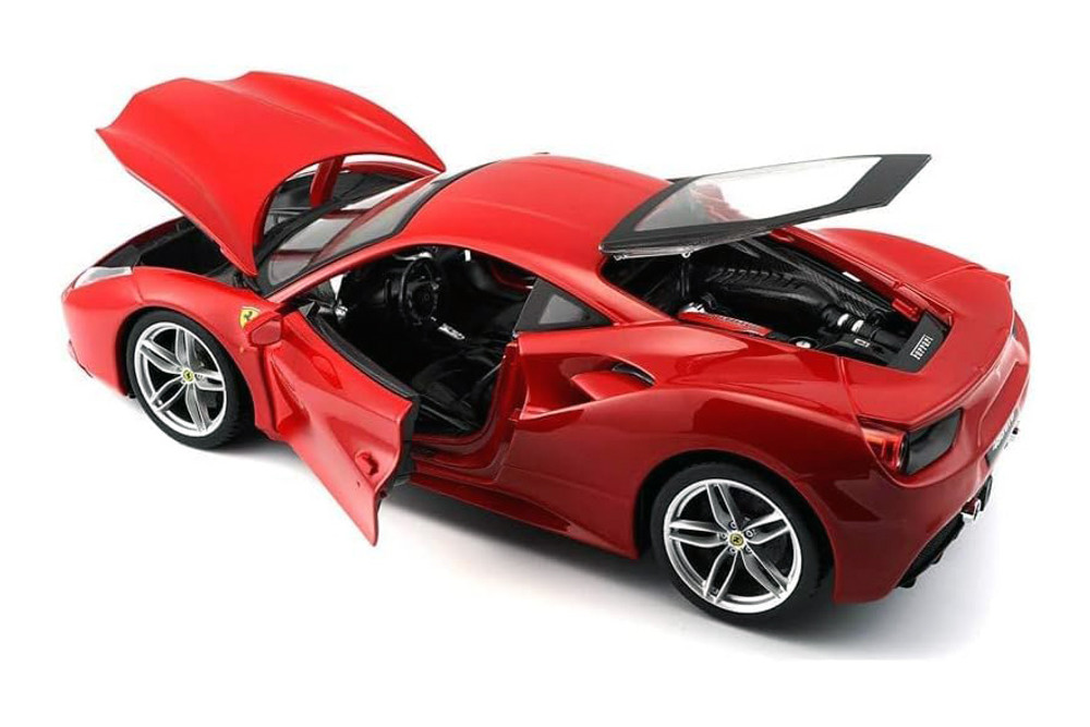 Ferrari 488 GTB Hardtop, Red - Bburago 16008R - 1/18 Scale Diecast Model Toy Car