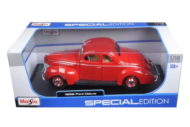 1939 Ford Deluxe Hardtop, Tudor Red - Maisto 31180R - 1/18 Scale Diecast Model Toy Car