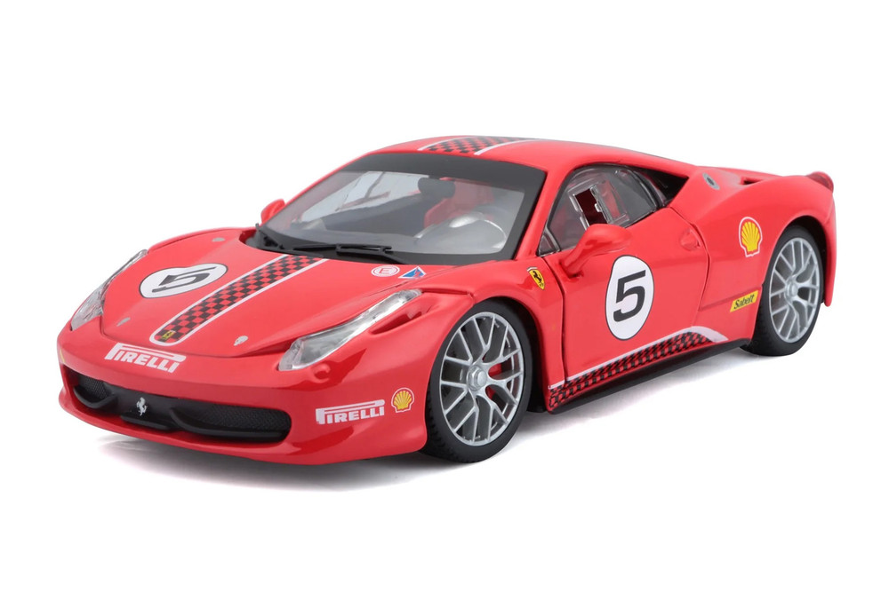 Ferrari 458 Challenge #5, Red - Bburago 26302R - 1/24 Scale Diecast Model Toy Car