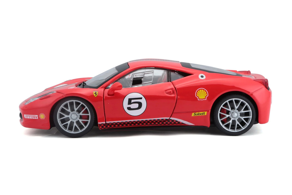 Ferrari 458 Challenge #5, Red - Bburago 26302R - 1/24 Scale Diecast Model Toy Car