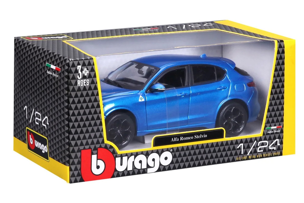 Bburago 1/24 アルファロメオ　ステルヴィオ　クアドリフォリオ 1/24 Bburago Alfa Romeo Stelvio Quadrifoglio (Blue) Diecast