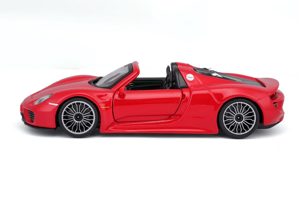 Porsche 918 Spyder Convertible, Red - Bburago 21076R - 1/24 Scale Diecast Model Toy Car