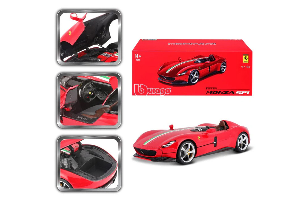 Ferrari Monza SP1, Red - Bburago 16909R - 1/18 Scale Diecast Model Toy Car