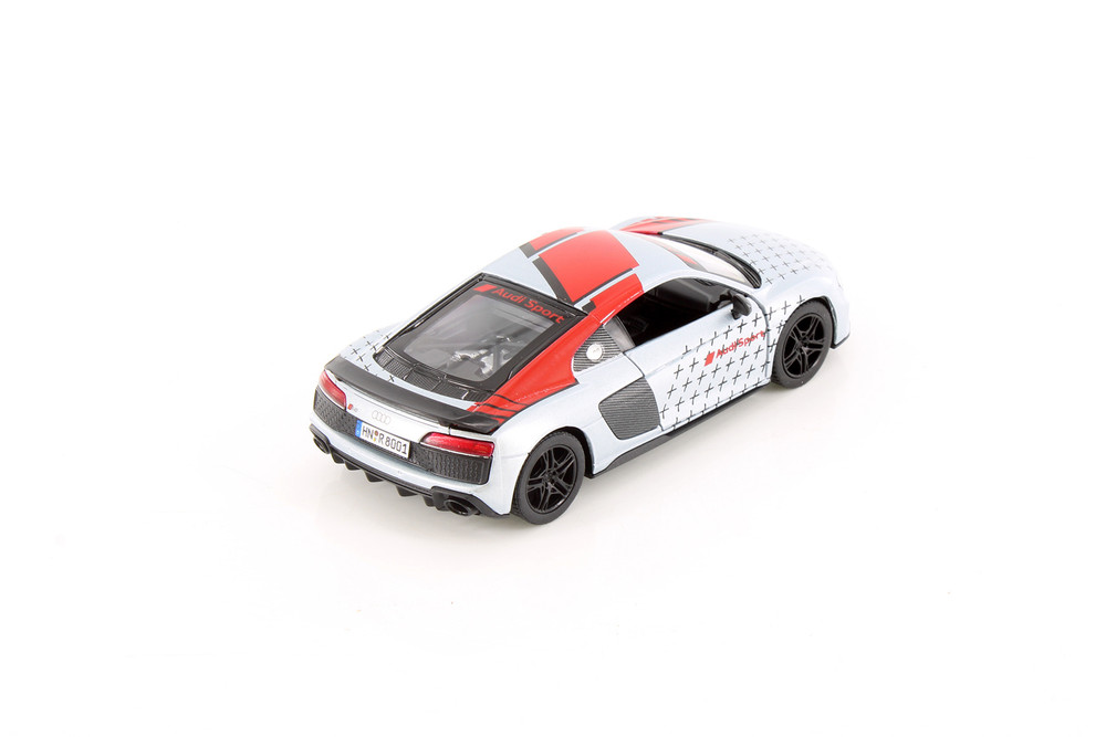 2020 Audi R8 Coupe Livery Edition, Silver w/Red Stripe - Kinsmart ...