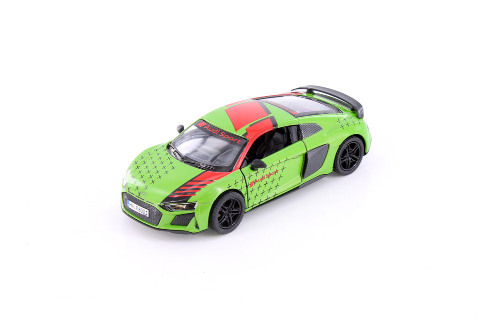 2020 Audi R8 Coupe Livery Edition, Green w/Red Stripe - Kinsmart 5422DF - 1/36 Scale Diecast Car