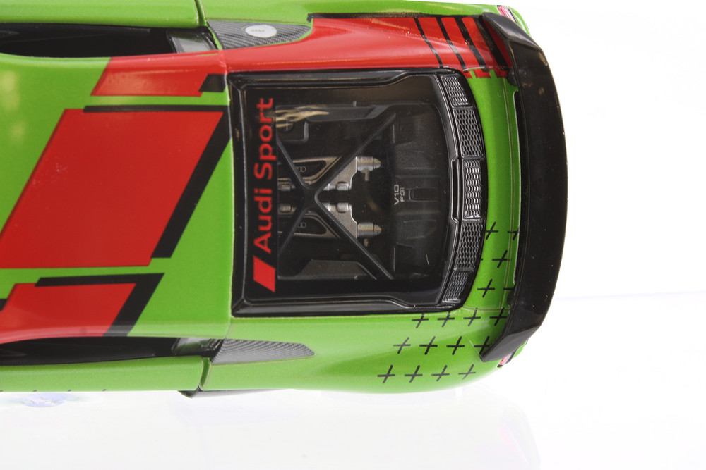 2020 Audi R8 Coupe Livery Edition, Green w/Red Stripe - Kinsmart