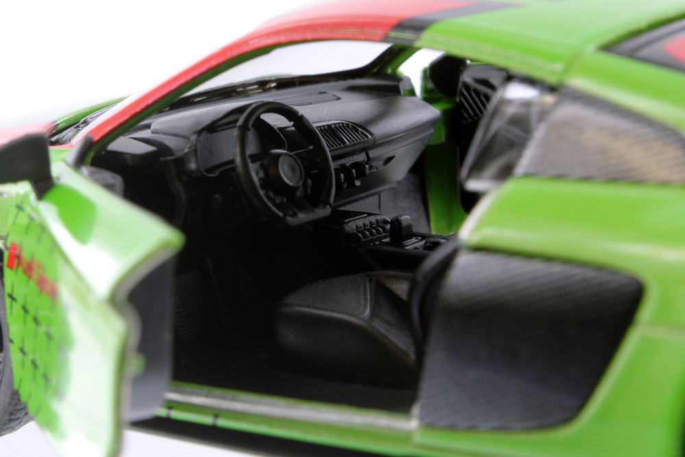 2020 Audi R8 Coupe Livery Edition, Green w/Red Stripe - Kinsmart 5422DF - 1/36 Scale Diecast Car