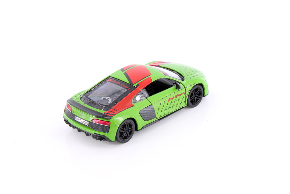 2020 Audi R8 Coupe Livery Edition, Green w/Red Stripe - Kinsmart 5422DF - 1/36 Scale Diecast Car
