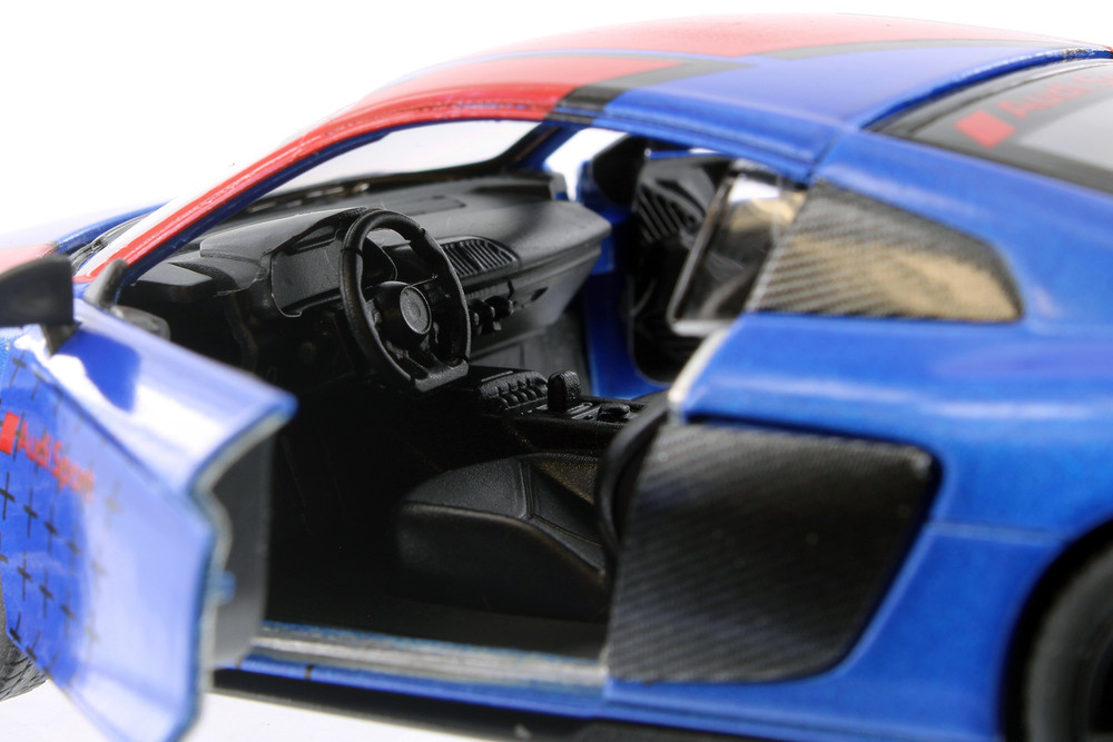 2020 Audi R8 Coupe Livery Edition, Blue w/Red Stripe - Kinsmart