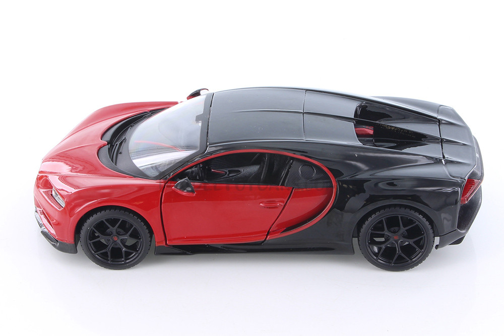 Bugatti Chiron, Red w/Black Rear - Showcasts 37524/14 - 1/24 Scale Diecast Model Toy Car (1 Car, No Box)