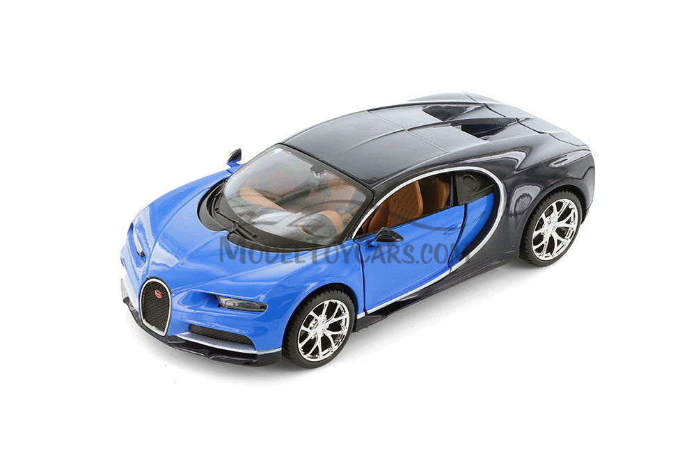 Bugatti Chiron, Blue w/Black Rear - Showcasts 37524/14 - 1/24 Scale Diecast Model Toy Car (1 Car, No Box)