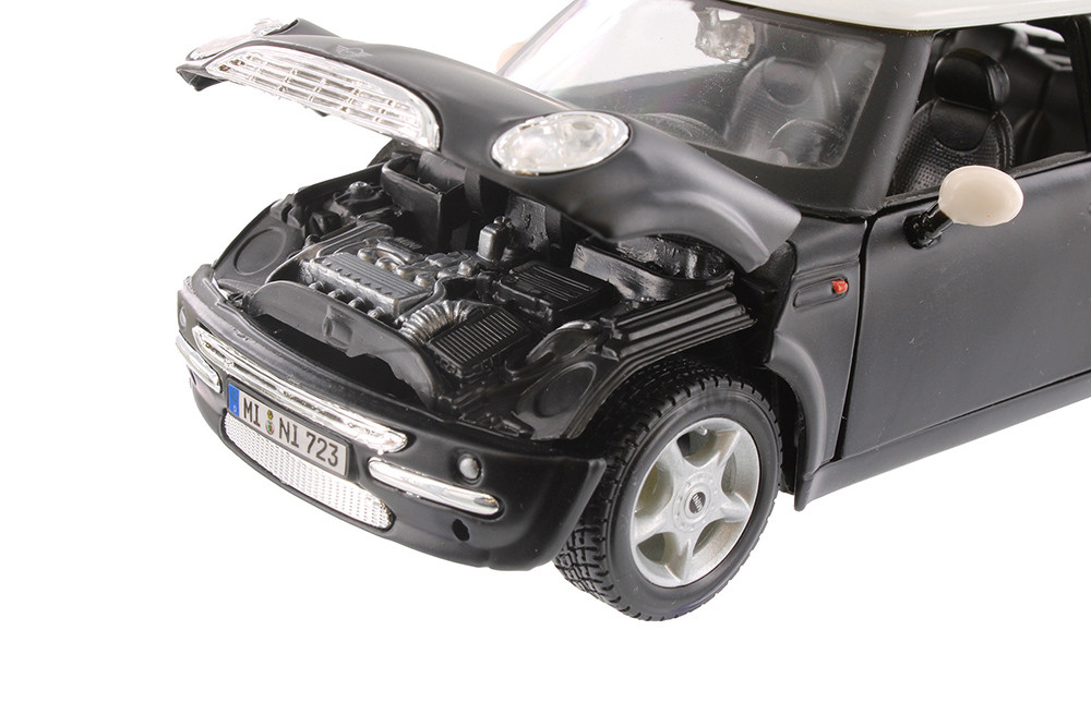 Mini Cooper, Matte Black w/White Top - Showcasts 37219 - 1/24
