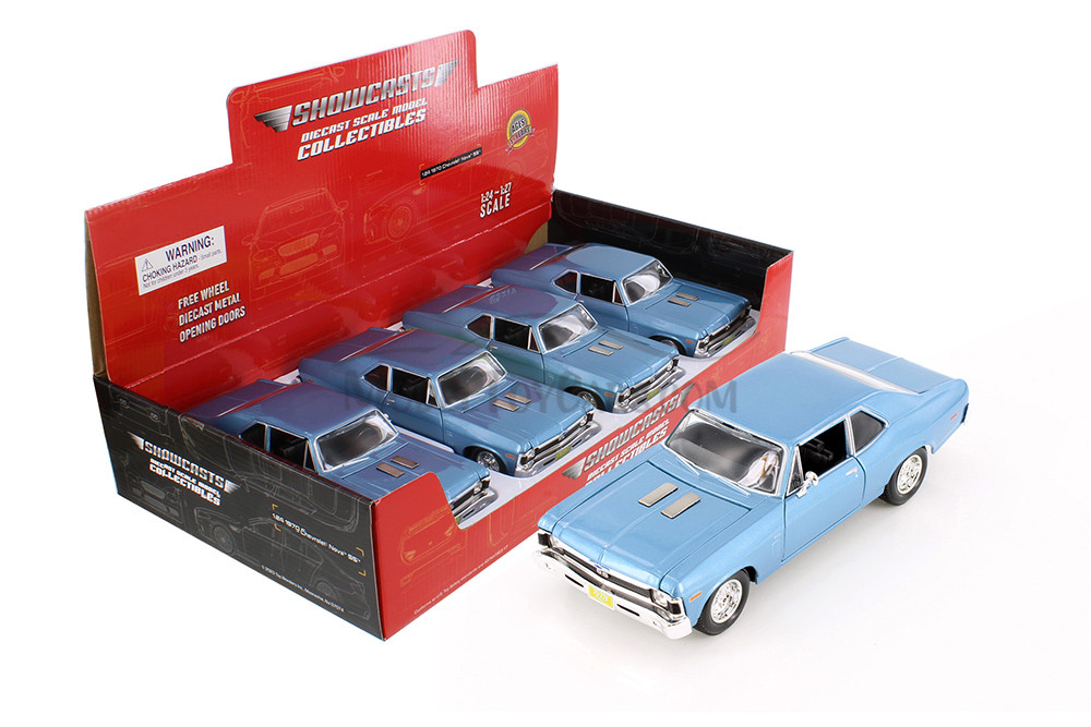 1970 Chevy Nova SS Hardtop, Blue - Showcasts 37262/2 - 1/24 Scale Diecast Model Toy Car (1 Car, No Box)
