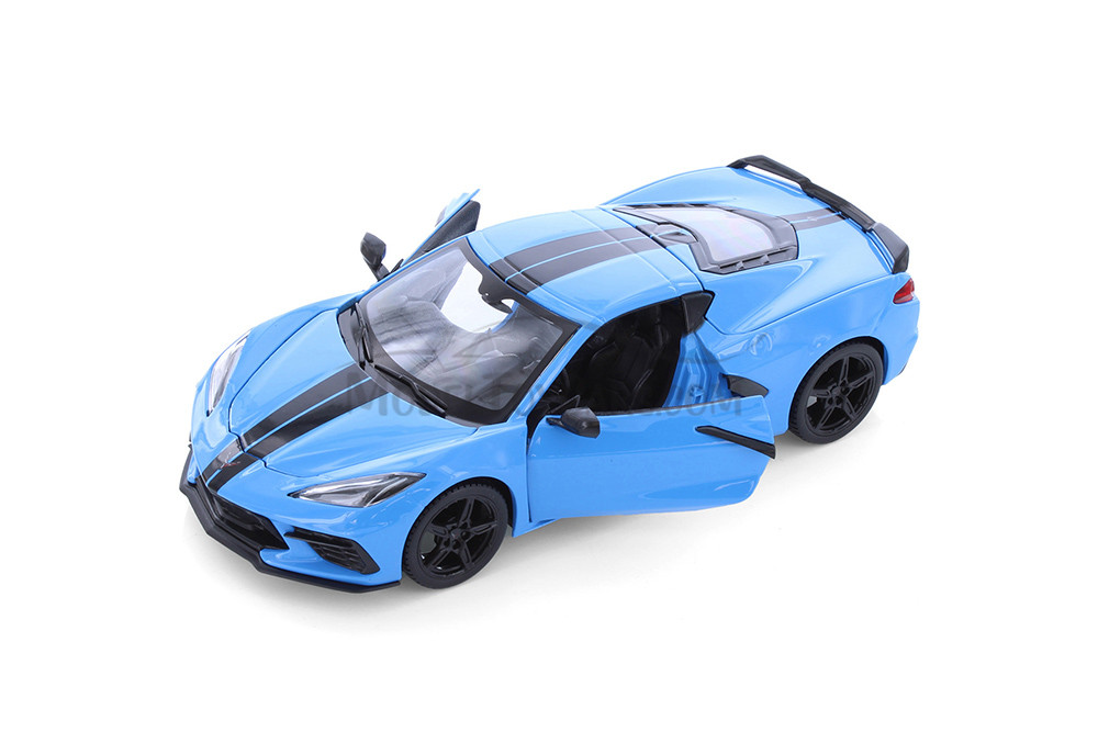 2020 Chevy Corvette Stingray Coupe Z51 Hardtop, Blue - Showcasts 37527/3 - 1/24 Scale Diecast Car (1 Car, No Box)