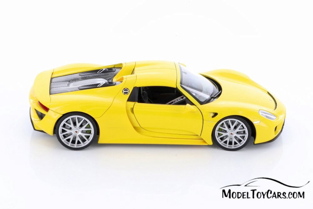 Porsche 918 Spyder Hardtop, Yellow - Welly 24055HC/4D - 1/24 scale Diecast Model Toy Car