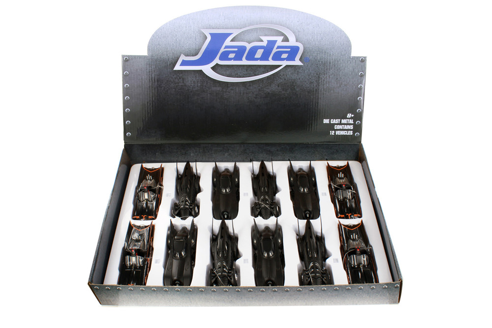 Box of 12 Classic Batmobile Assortment, Black - Jada Toys 35758DPA1 - 1/32 Scale Diecast Model Cars