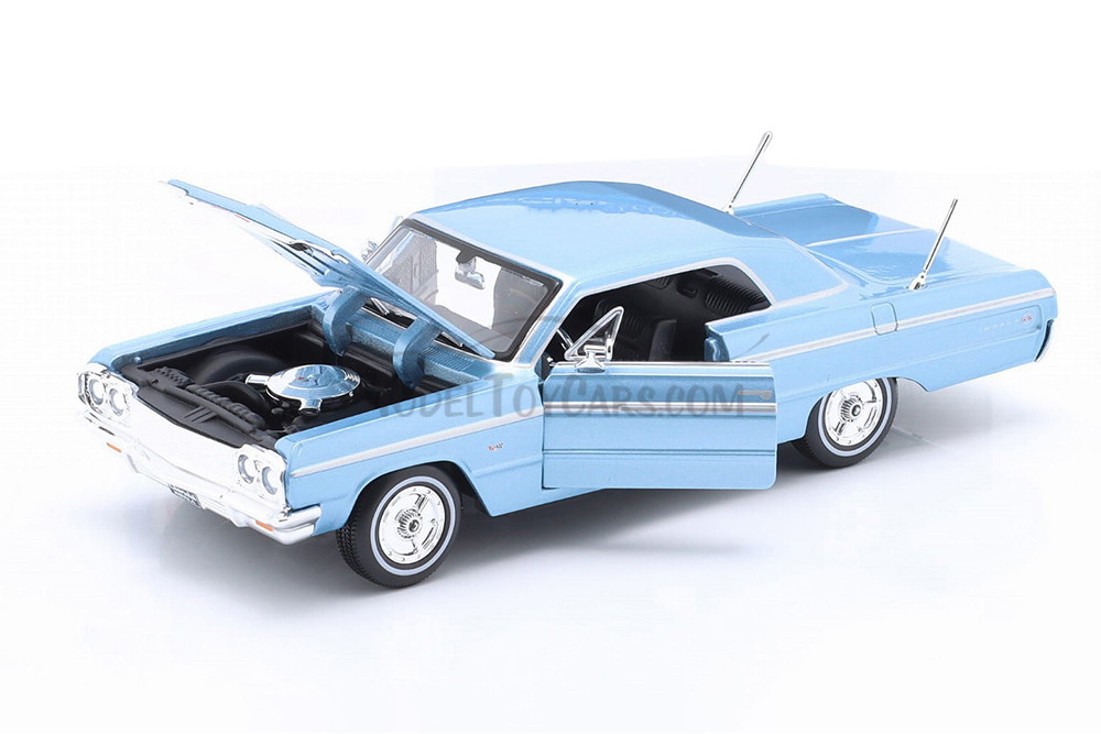 Box of 4 1964 Chevy Impala SS Hardtop, Blue - Showcasts 37908 - 1/24 Scale Diecast Model Toy Car