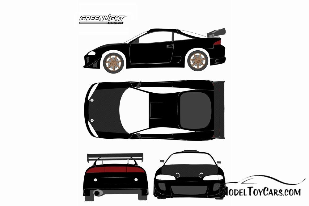 1995 Mitsubishi Eclipse, Black - Greenlight 19040 - 1/18 Scale