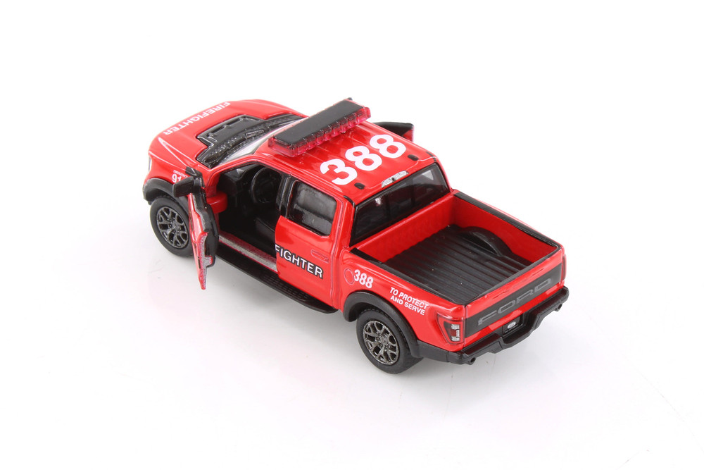 2022 Ford F-50 Raptor Pickup Truck - Firefighter, Red - Kinsmart 3001DPR - 1/78 Scale Diecast Car