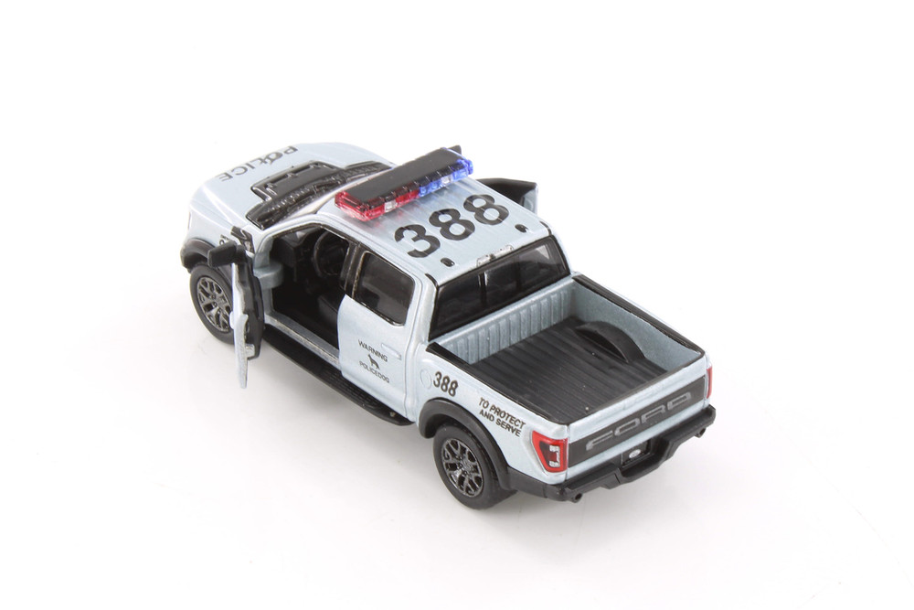 2022 Ford F-50 Raptor Pickup Truck - Police, Silver- Kinsmart 3001DPR - 1/78 Scale Diecast Car