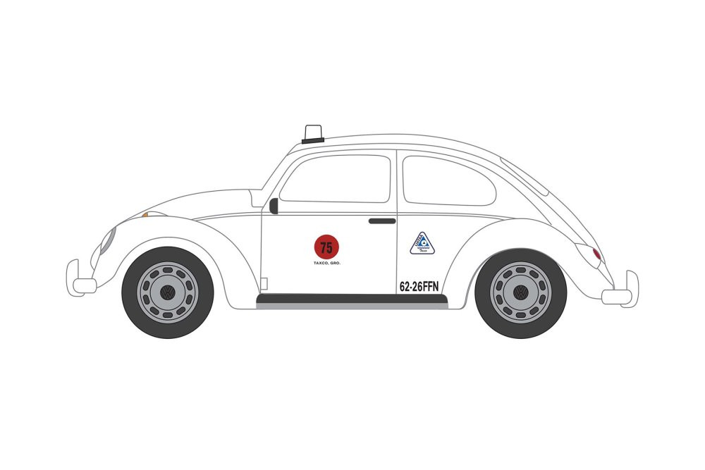 Volkswagen Beetle Taxi, White - Greenlight 36050F/48 - 1/64 scale Diecast Model Toy Car