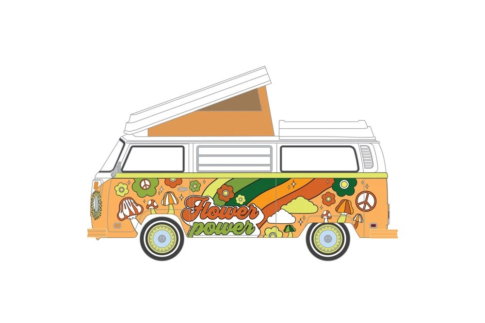 1973 Volkswagen Type 2 Westfalia Campmobile, Orange - Greenlight 36050C - 1/64 scale Diecast Car