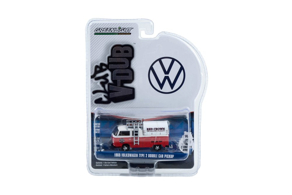 1969 Volkswagen Type 2 Double Cab w/ Roof Rack, Red - Greenlight 36050A - 1/64 scale Diecast Car