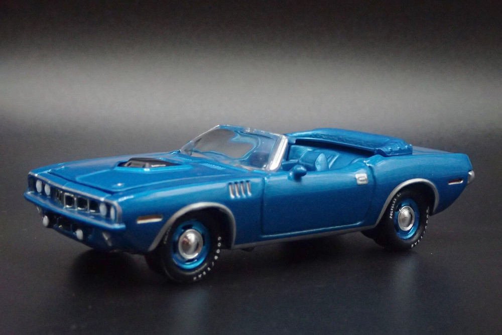 1971 Plymouth Barracuda Convertible, Blue Fire Metallic - JLSP375/24 - 1/64 Scale Diecast Model Car