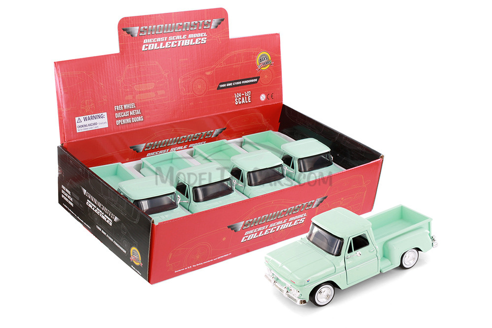 1966 GMC C1000 Fenderside Pickup Truck, Green - Showcasts 77379D - 1/24 Scale Diecast Model Toy Car (1 Car, No Box)