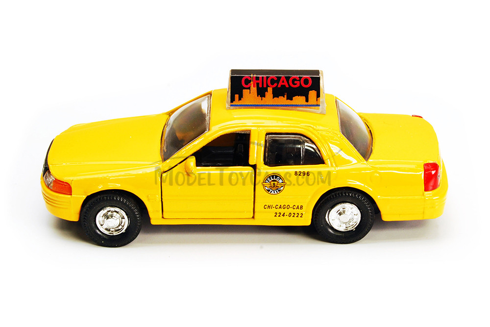 Box of 12 Chicago Modern Taxi Cab, Yellow - Showcasts 9989CG - 5" Scale Diecast Model Toy Cars
