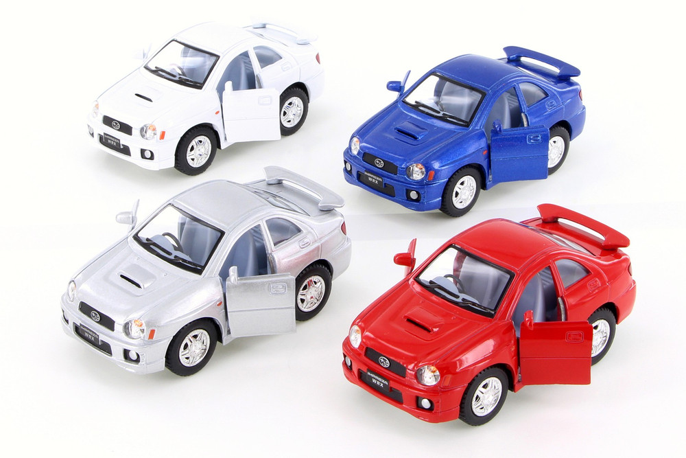Box of 12 2002 Subaru Impreza WRX Sedan Hardtop Asstd - Kinsmart 4015D - 4" Scale Diecast Cars