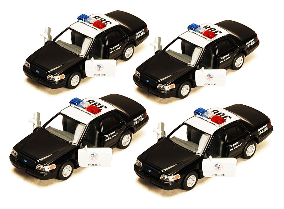 Box of 12 Ford Crown Victoria Interceptor, Black - Kinsmart 5327D - 1/42 Scale Diecast Model Cars