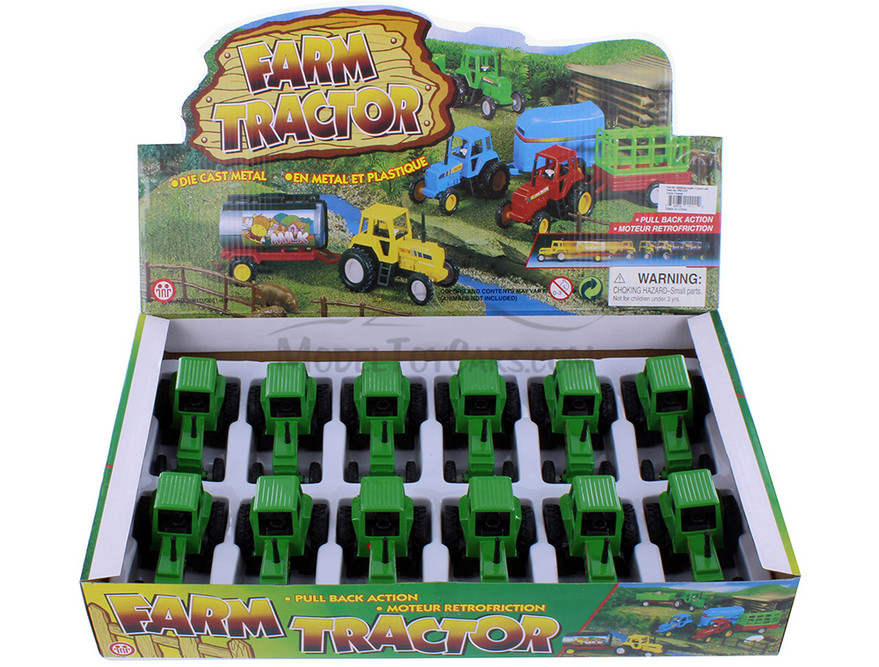 Box of 12 Farm Tractor, Green - Showcasts 9661GD - 4" Scale Diecast Model Toy Cars
