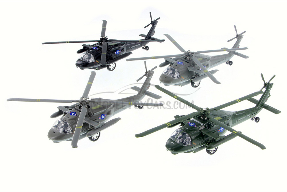 Box of 6 X-Force Commander U.S. Army Blackhawk Asstd. - Showcasts 51260 - 8" Diecast Helicopters