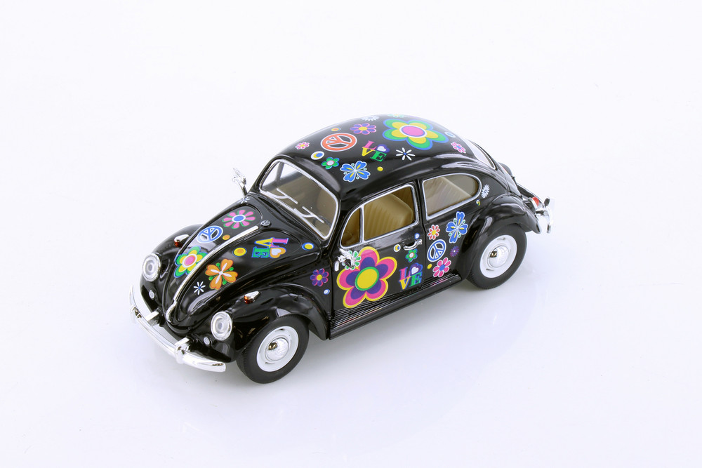 Box of 6 1967 Volkswagen Classic Beetle Hard Top w/Decals Asstd - Kinsmart 7002DF - 1/24 Scale Cars