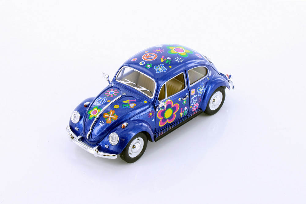 Box of 6 1967 Volkswagen Classic Beetle Hard Top w/Decals Asstd - Kinsmart 7002DF - 1/24 Scale Cars