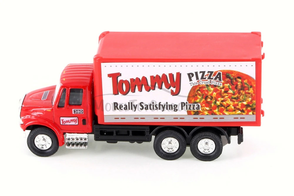 International Delivery Box Truck - Pizza, Red - Showcasts 2112D - 5.25 Inch Scale Diecast Model Replica