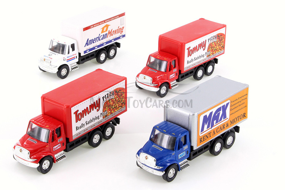 Box of 12 International Delivery Box Truck Asstd - Showcasts 2112D - 5.25" Scale Diecast Model Cars