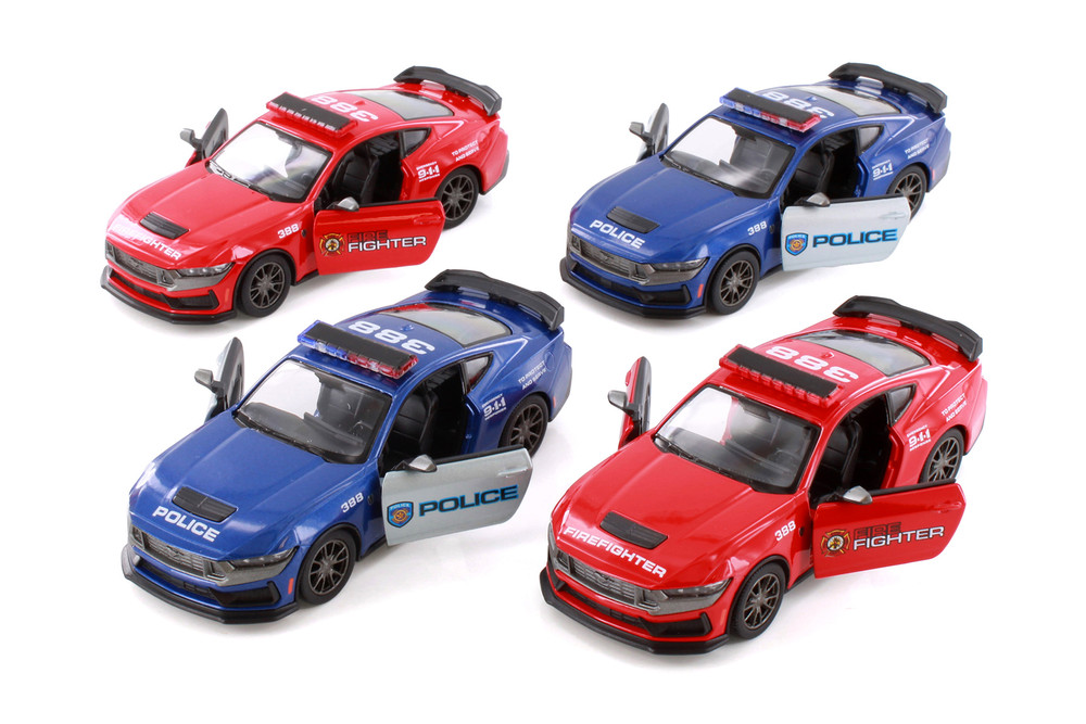 Box of 12 2024 Ford Mustang Dark Horse Police/Firefighter Asstd