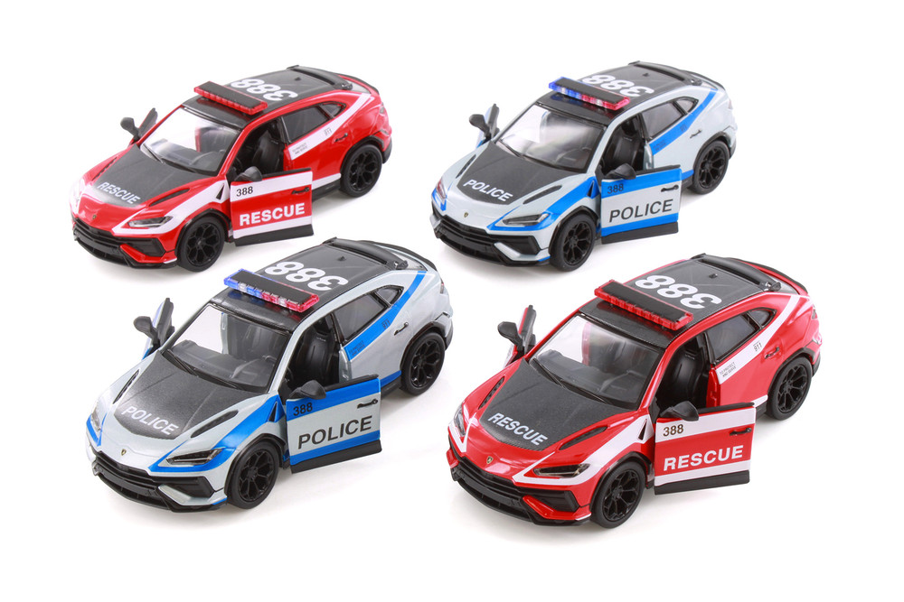 Box of 12 Lamborghini Urus Performante Police/Firefighter Asstd, Kinsmart 5447DPR - 1/40 Scale Cars