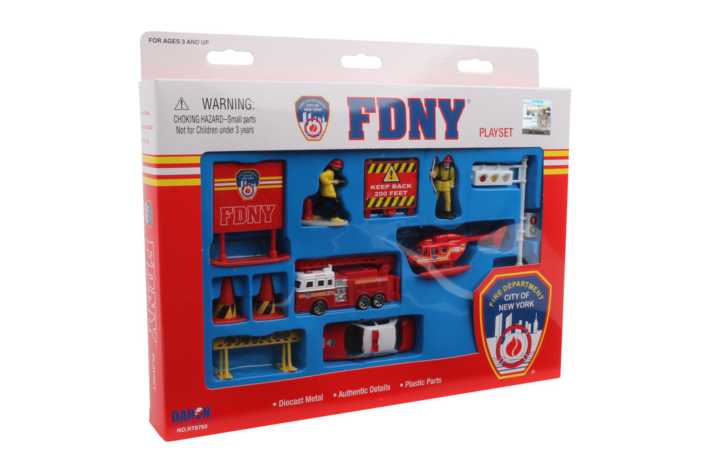 FDNY Playset, Red - Daron RT8760 - 1/64 Scale Diecast Model Toy Cars & Figures