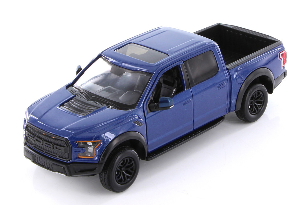 Box of 4 2017 Ford F-150 Raptor Pickup, Blue - Showcasts 71344BUD - 1/27 Scale Diecast Model Cars