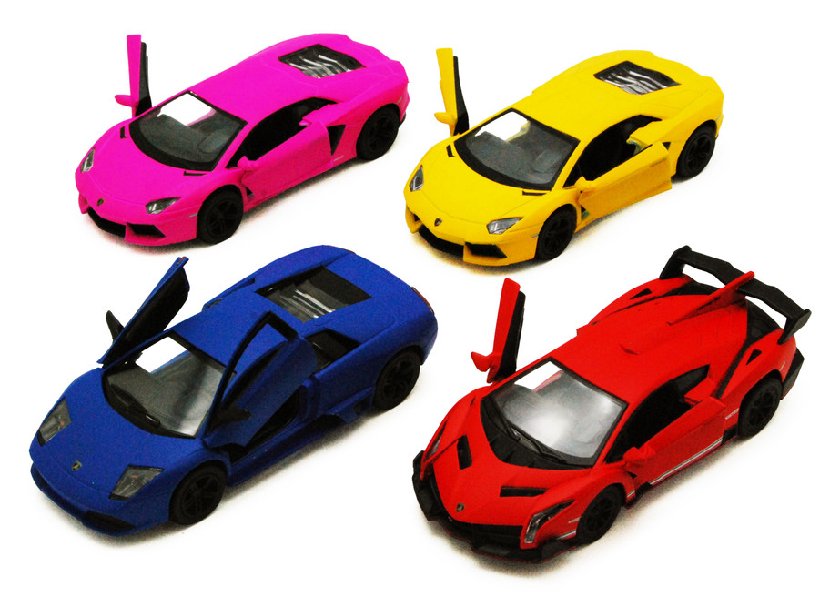 Box of 12 Lamborghini, Matte Assortment - Kinsmart 5370D - 1/36 Scale Diecast Model Toy Cars