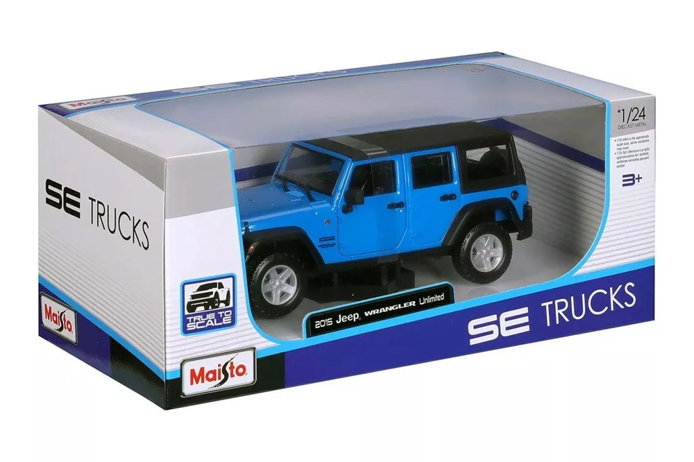 2015 Jeep Wrangler Unlimited, Blue - Maisto 38268BU - 1/24 Scale Diecast Model Toy Car