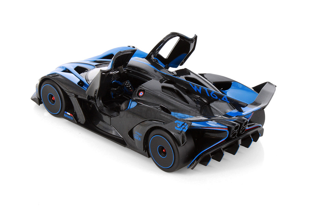 Box of 4 Bugatti Bolide, Blue/Black - Showcasts 37911 - 1/24 Scale Diecast Model Toy Cars