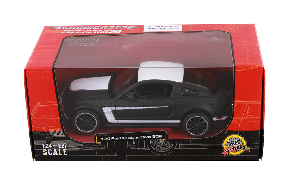 2012 Ford Mustang Boss 302 Hardtop, Black - Showcasts 38269BK - 1/24 Scale Diecast Model Toy Car