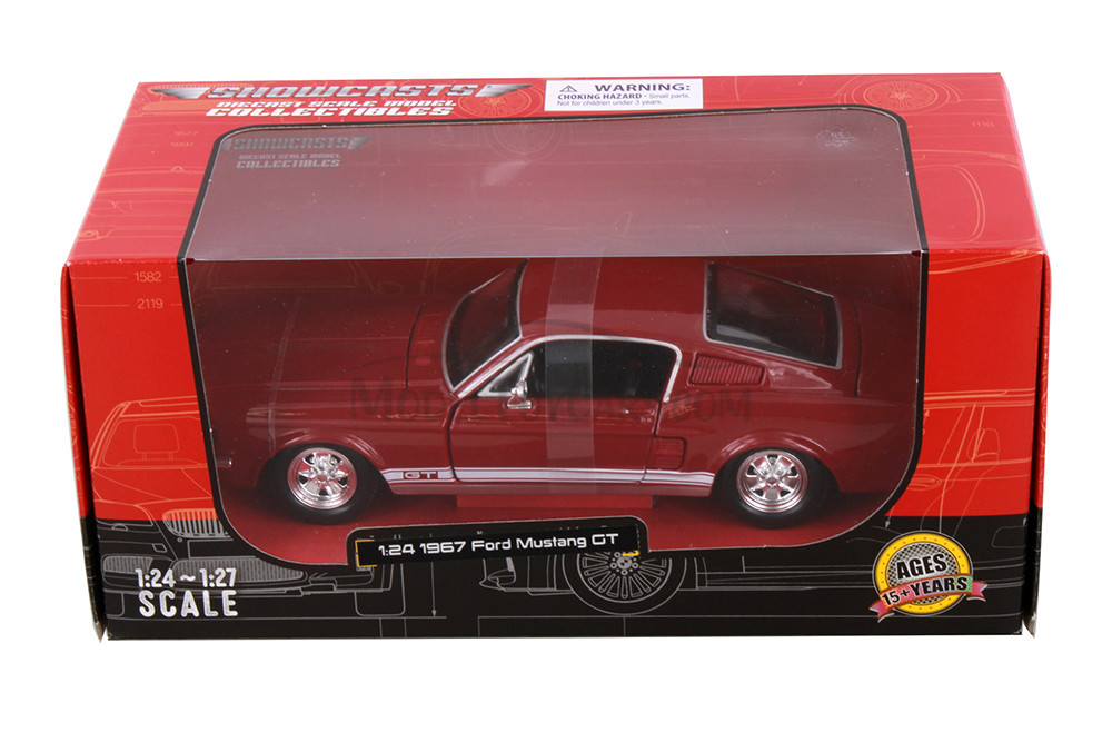 1967 Ford Mustang GT500 Hardtop, Red - Showcasts 38260R - 1/24 Scale Diecast Model Toy Car
