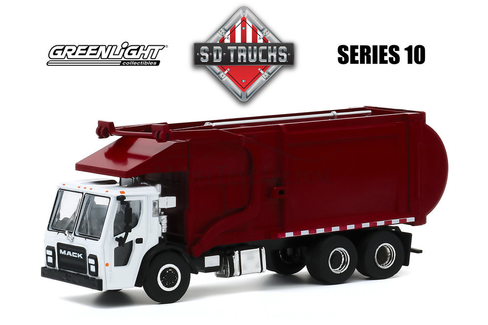 2019 Mack LR Refuse Garbage Truck, Burgundy - Greenlight 45100C/48 - 1/64 scale Diecast Model Toy Car