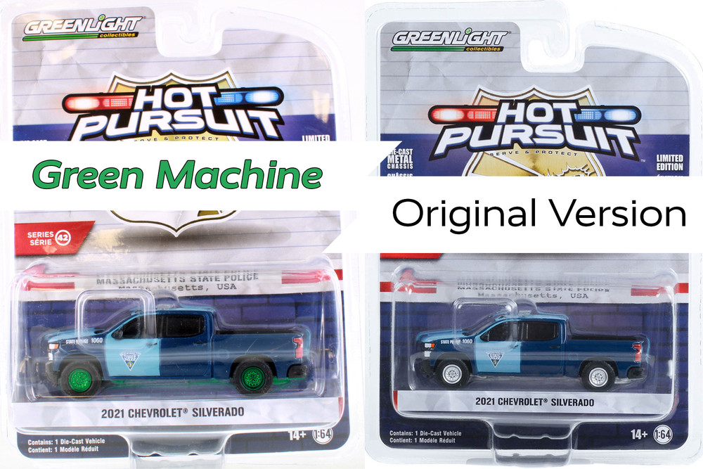 CHASE CAR Green Machine - 2021 Chevy Silverado, Blue - Greenlight